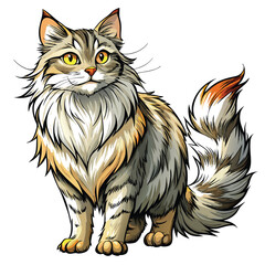 A majestic Siberian cat stands proudly, showcasing its dense, luxurious fur and prominent ear tufts.  Image should highlight the cat's regal posture and thick coat.
