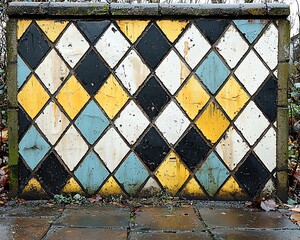 Obraz premium Outdoor tiled wall, weathered colors