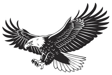 Obraz premium Eagle black vector illustration isolated on a transparent background