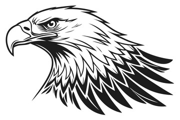 Eagle Head balck vector illustration isolated on a transparent background