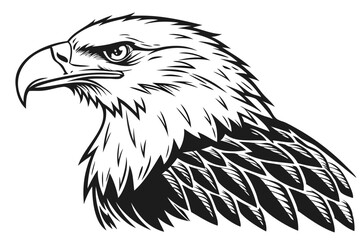Eagle Head balck vector illustration isolated on a transparent background