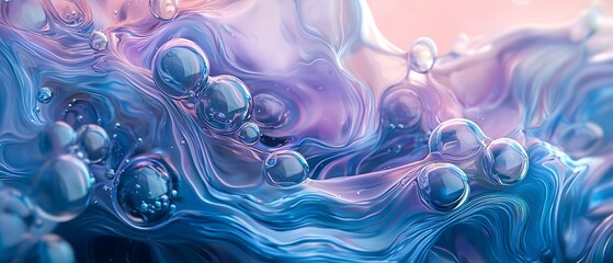 Naklejka premium Vibrant Abstract Background, Captivating Bubbles in Fluid:An Abstract Digital