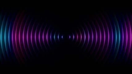 abstract futuristic background animation of dark 3d rings wave motion with glowing colorful lights, 4k seamless corporate background loop	