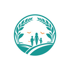 family silhouette vector clip art logo design