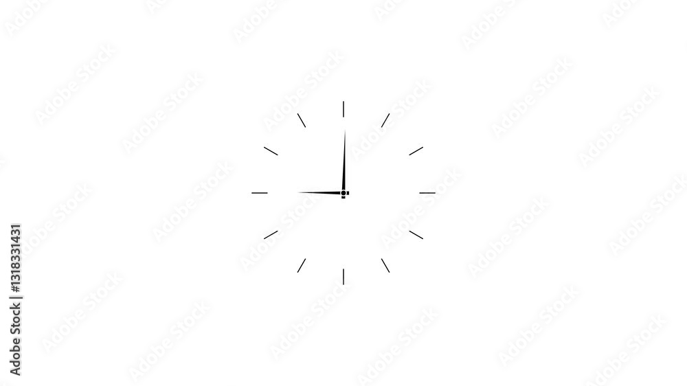 Poster twelve hours clock run, moving time arrows, 12 hours clock dial loop, twenty-four hours time lapse a
