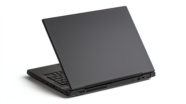 A sleek black laptop with a closed lid, showcasing its modern design and compact size. Perfect for tech enthusiasts, professionals, and students alike.