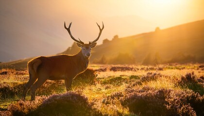 Red Deer in morning Sun. Generated image
