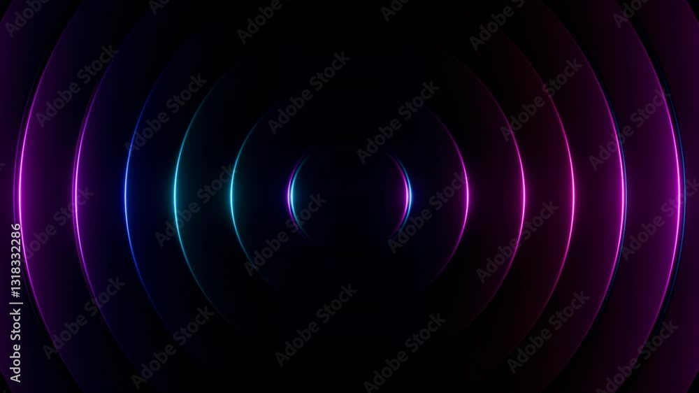 Canvas Prints abstract futuristic background animation of dark 3d rings wave motion with colorful blue and purple 