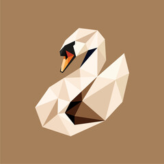 Swan Logo Template, Swan Lowpoly Logo Golden Royal Premium Elegant Design