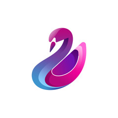 Obraz premium Gradient Swan Logo. Colorful 3D Bird Design for Branding
