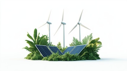 Renewable energy solutions solar panels and wind turbines nature