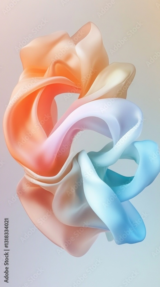 Poster a captivating arrangement of flowing fabrics creates an elegant dance of colors. soft pastel shades 