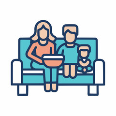 family watching tv
