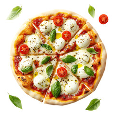 Margherita Pizza with Tomatoes and Mozzarella Isolated on Transparent Background