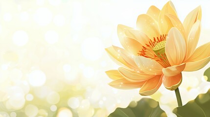 Pale Yellow Lotus Blossom with Soft Bokeh Background