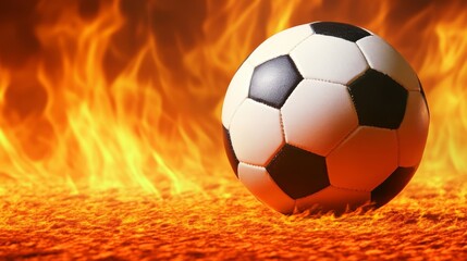 Fototapeta premium Soccer Ball on Fire Background 