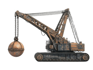 Wrecking ball crane isolated on transparent background Generative Ai.