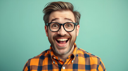 playful april fool's day photo of a smiling man, fun and cute background, wallpaper humor and whimsy