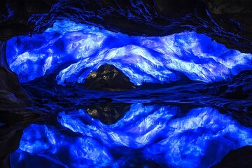 Obraz premium Blue Cave Reflection, Underground Lake