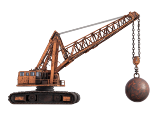 Wrecking ball crane isolated on transparent background Generative Ai.
