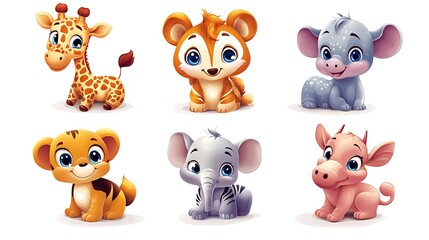 Fototapeta premium Playful tiger and friends in illustration wallpapers