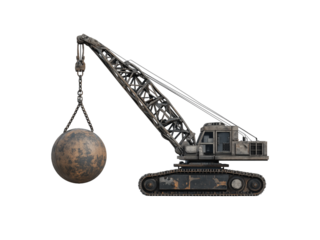Wrecking ball crane isolated on transparent background Generative Ai.