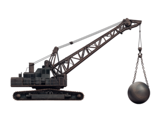 Wrecking ball crane isolated on transparent background Generative Ai.