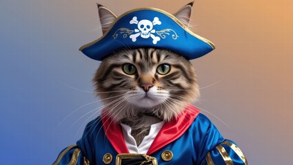 Cute Cat in Pirate Costume,Pet Halloween,Funny Animal