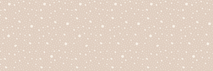 Childish tiny stars vector seamless pattern. Cute simple baby bg. Repeat background with little falling stars in neutral colors. Light beige irregular allover print. Ditsy girly tossed surface design