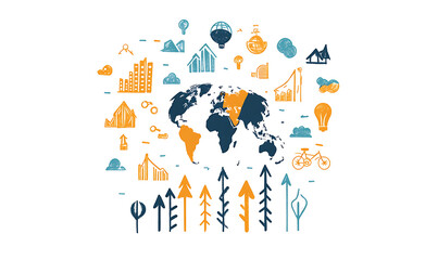 Naklejka premium Marketing business idea and office icons illustrator or infographic for presentation background