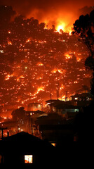 Night fire destroys hillside homes