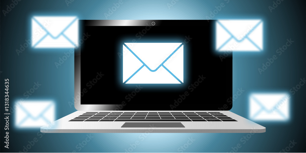 Poster mail in device icon vector symbolizing digital communication, email, and messaging. perfect for mobi