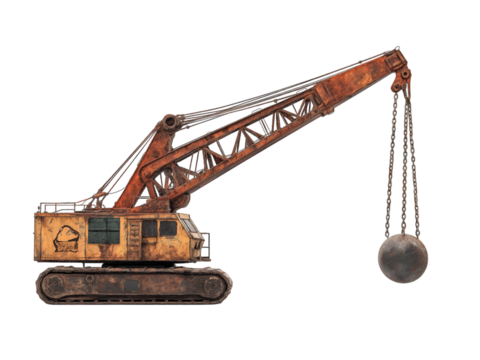 Wrecking ball crane isolated on transparent background Generative Ai.