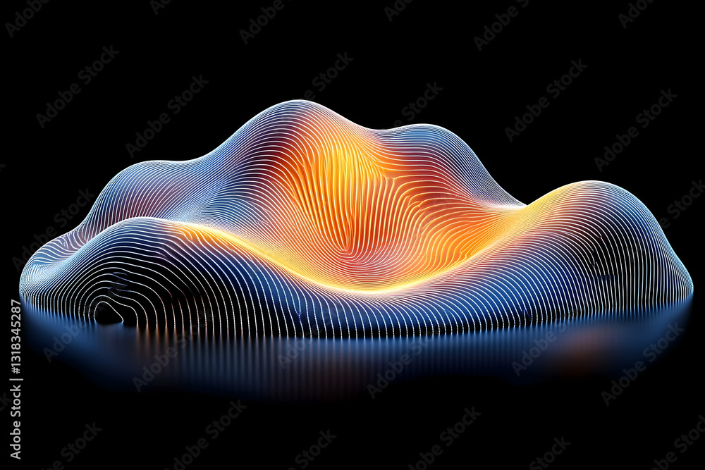 Poster abstract 3d form with glowing lines