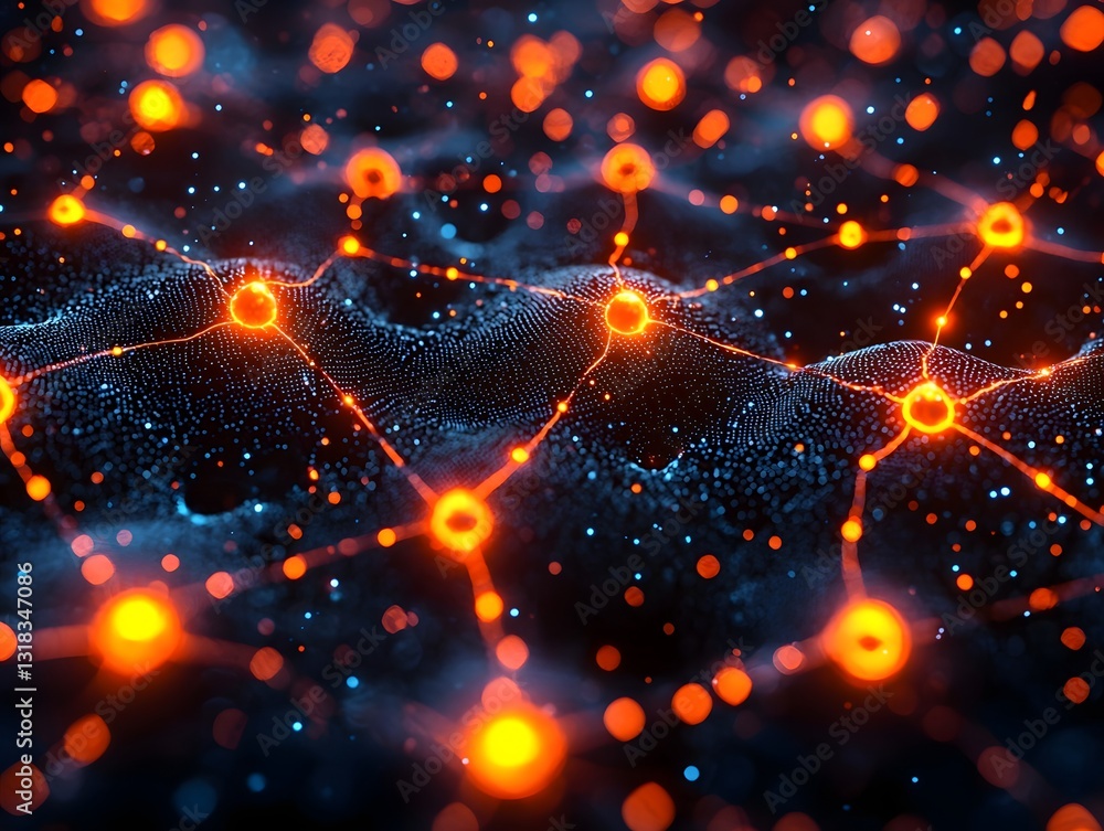 Poster vibrant glowing quantum neural network with fusion of and quantum computing concept