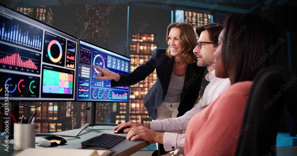 Poster Students and teachers analyze diverse data on computer screens