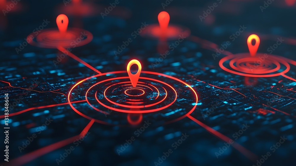 Aufkleber glowing roadmap with goal markers visualizing performance targets in 3d