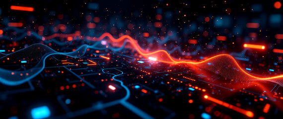 Obraz premium Digital Harmony: A Futuristic Background for Technology, Innovation, and Education