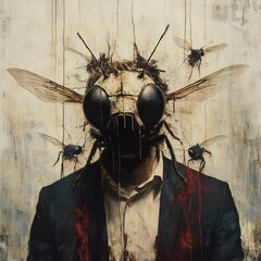Surreal Insect Man: Dark Fantasy Painting