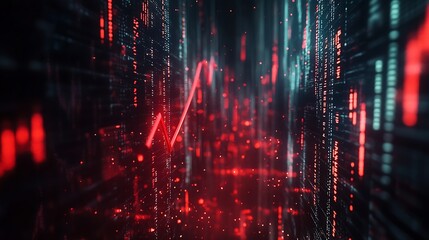 Fototapeta premium Red arrow indicates decline wallpapers