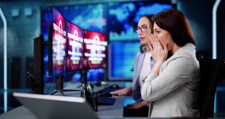 Professional cybersecurity analyst preventing ransomware cyber attack