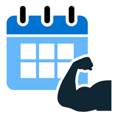 Fitness schedule icon vector symbolizing workout planning, training, and health management. Perfect for gym, exercise, calendar, routine, and wellness-related designs.
