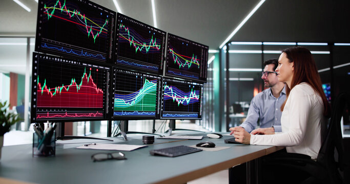 Trading Shares in a Busy Stock Market Exchange - Powered by Adobe