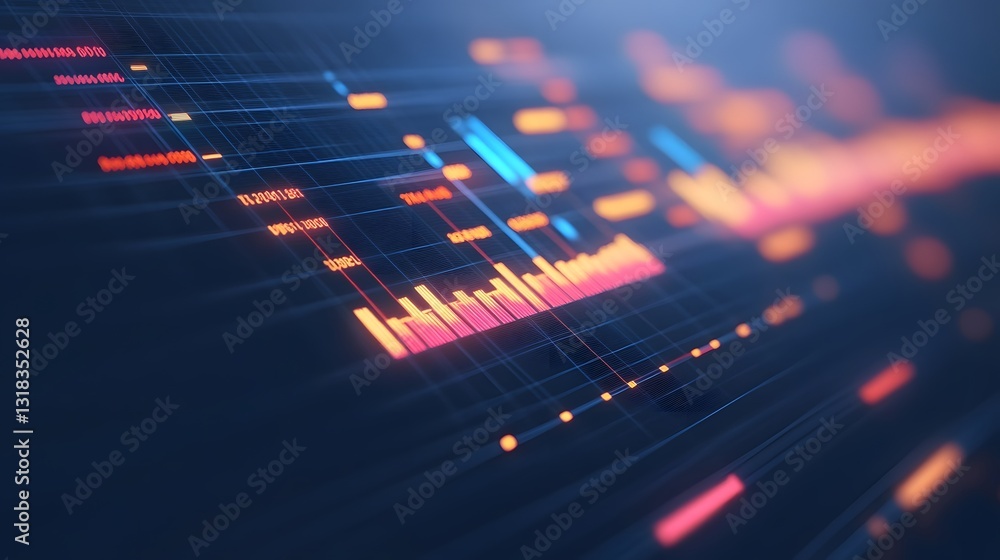 Poster vibrant 3d gantt chart with glowing milestones for project planning and progress tracking