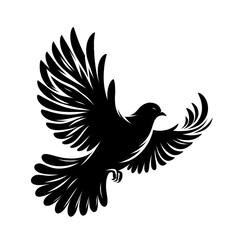 Obraz premium Silhouette of a bird in flight with wings spread wide, tattoo
