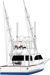  Back view Sportfishing boat vector 