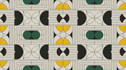 Opulent Geometric Art Deco Seamless Line Art Pattern for Elegant Backgrounds