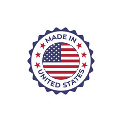 Made in United States vector badge design with national flag