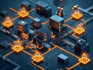 Fototapeta premium Networked Industrial Cityscape