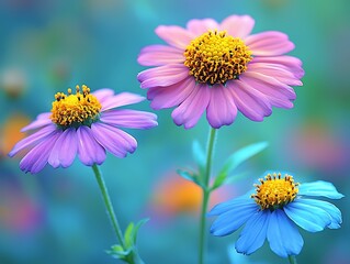 Obraz premium Pastel flowers blooming in garden